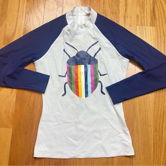 Tory Burch Soul stripe ladybug surf top Size XS Rash Guard HTF! Rare Swim - Picture 1 of 8